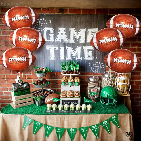 KatchOn 18 Inch Football Balloons for Party Decorations, Pack of 6 Foil Touchdown Balloons for Birthday Party