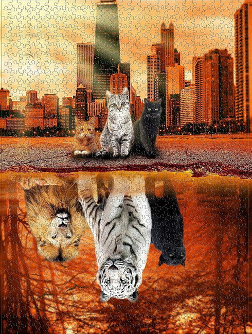 Jigsaw Puzzles 1000 Pieces for Adults, Cat Tiger Puzzle, Unique Difficult Large Puzzle Game Gift