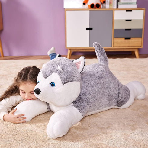 IKASA Giant Husky Stuffed Animal Plush Toy - 30" Large Dog Puppy, Cute Jumbo Soft Fluffy Plushie, Gifts for Kids