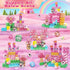 100 Sets, 3 4 5 6 7 8-12 Magnetic Blocks - PCS Transparent Magnetic Building Block for Kids, Pink Princess Castle