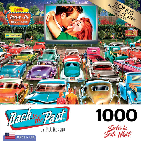 RoseArt - Back to The Past - Drive in Date Night, 1000 Piece Jigsaw Puzzle for Adults
