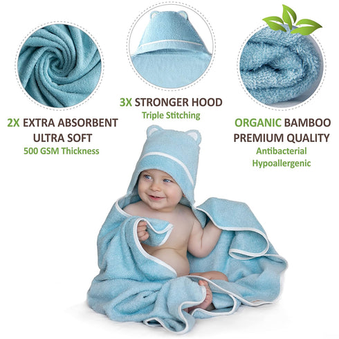 Premium Baby Bath Towel - Rayon Made from Bamboo Hooded Baby Towels - Newborn Baby Towel with Hood - Large Hooded Towel