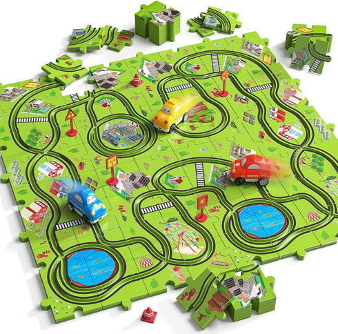 64 Set 3 4 5 6 3-5 3 1-3 2-4 4-6 JUKUDAHU Pieces Puzzle Race Track Car Toys for Year Old Boys - Puzzle Tracks Car Toys