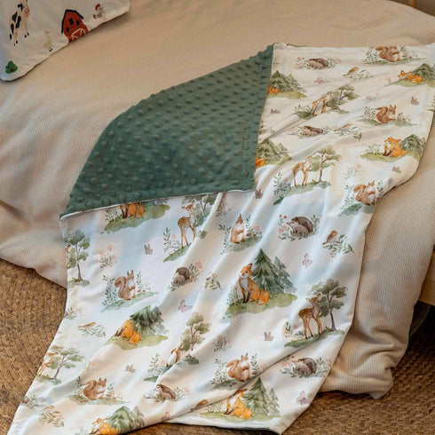 30x40 Inch Baby Blanket for Boys Girls, Super Soft Double Layer Minky Dot Blanket with Woodland Animals, Lightweight