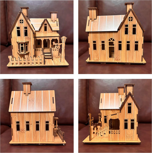 MPIUET 3D 3D Wooden Puzzles for Adults Log Cabin DIY Wood Miniature House Building Model Kits for Teens Little House