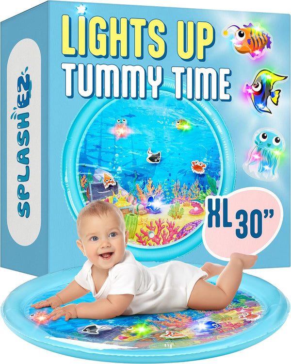 SplashEZ Lights Up Tummy Time Water Mat for Babies, 30" X-Large Baby