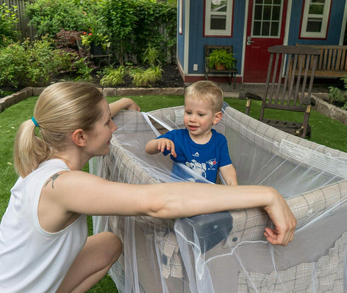 Pack n Play Net with Zippers - Universal Size Durable Mesh Netting for Baby Crib, Stroller, Playpen with Storage Bag