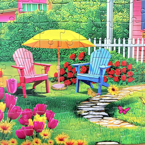 300 Piece Jigsaw Puzzle - The Charming Pink Courtyard House for All Ages