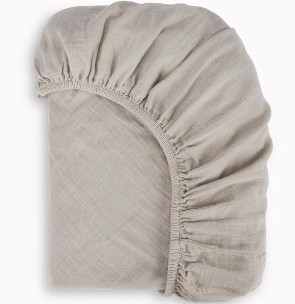Bioweaves Organic Cotton Muslin Mini Crib Sheet, GOTS Certified Fitted Mini Crib