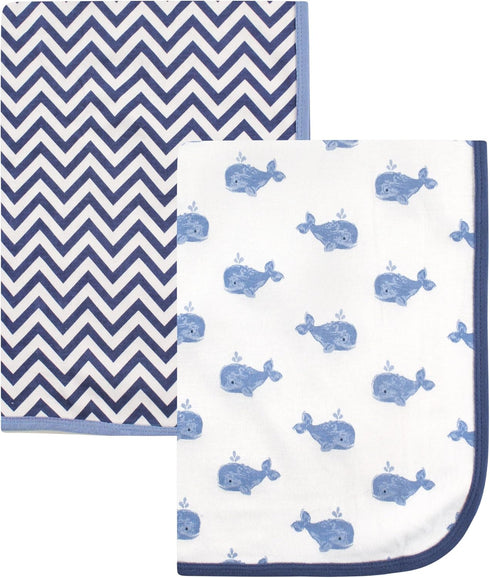Hudson Baby Unisex Baby Cotton Swaddle Blankets, Whale, One Size by Hudson Baby