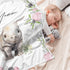 Novusopt Personalized Baby Rhinoceros Floral Blanket with Name for Newborn Toddler Girl, Soft Plush Nursery Receiving