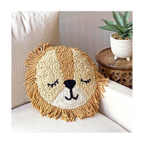 12" 12" Crane Baby Pillow, Decorative Round Animal Pillow for Nursery and Toddler Rooms, Lion, x