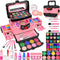 54 Pcs Kids Makeup Kit for Girls - Real Washable Pretend Play Cosmetic Set with Mirror, Safe Birthday Gift (Pink)