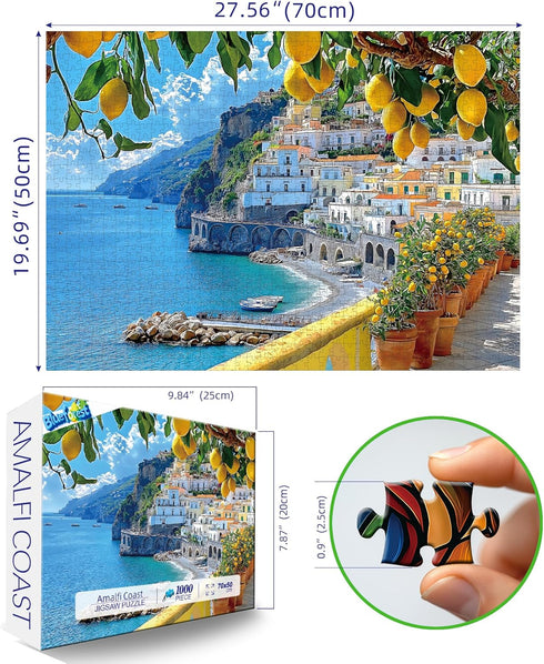 1000 27.5 19.7 Inches MINIWAN Piece Amalfi Coast Puzzle, Premium Jigsaw Puzzle for Adults, Rustic Style Mediterranean