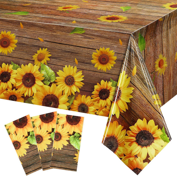 Breling Sunflower Tablecloth Decorations, Plastic Sunflower Picnic Table Cover for Birthday Baby Shower Party Supplies