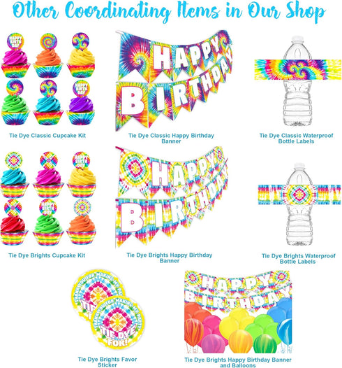 Tie Dye Party Happy Birthday Banner - Art Party Supplies and Decorations for Tie Dye Theme