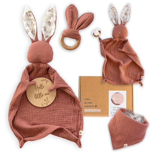 Mikito Organic Cotton Newborn Gifts Box, Baby Gifts Unisex incl. Muslin Baby Lovey