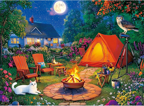 300 Pieces Puzzles for Adults,Moonlight Backyard Camping Puzzle,300 Pieces Puzzle for Adults