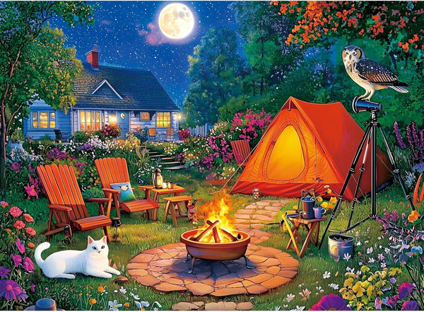 300 Pieces Puzzles for Adults,Moonlight Backyard Camping Puzzle,300 Pieces Puzzle for Adults