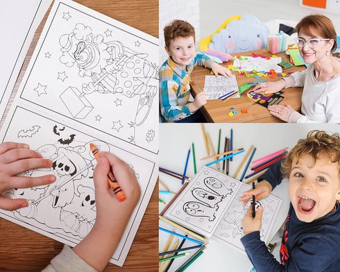 90shine 72PCS Halloween Coloring Books Party Favors for Kids - Bulk Hallowmas Trick or Treat Goodie Bag Stuffer Fillers