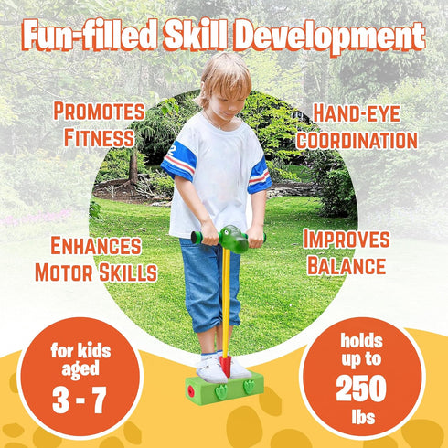 T-Rex Foam Pogo Stick - Dinosaur Themed Jumper for Kids 3-7 Years, Indoor & Outdoor Fun, Pogo Stick for Ages 5+