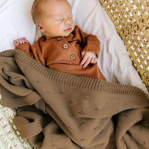 (30x40, MakeMake Organics Organic Cotton Baby Blanket - GOTS Certified, Breathable Pointelle Knit, Unisex Newborn