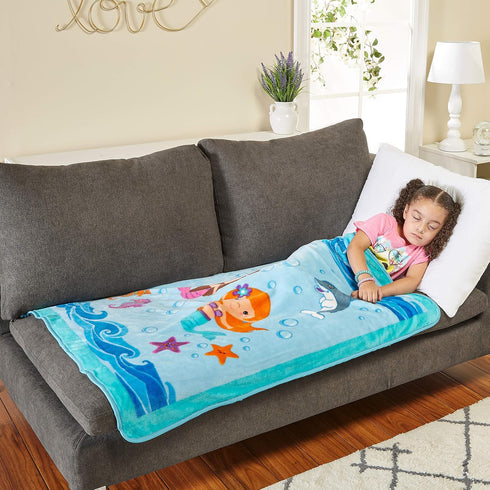 EVERYDAY KIDS Toddler Throw Blanket - 30" x 40" Mermaids Undersea Adventure, Super Soft & Warm