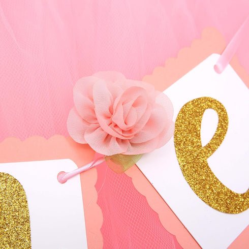 1st GirlBaby WAOUH Tutu Highchair Decoration for Birthday - First Birthday Party for Cake Smash And Photo