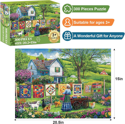 300 8-10 10-12,Vintage Country 20.5x15in Piece Puzzles for Adults,Farm Grandma Jigsaw Puzzle for Adults Children