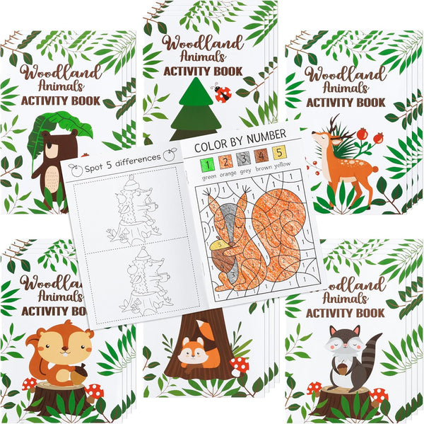 Dvbonike 24Pcs Woodland Animals Activity Books for Kids Forest Creatures Mini Fun