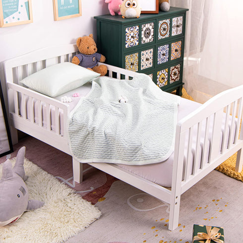 NTBAY Jersey Cotton Quilted Toddler Blanket, Breathable and Warm, 30x40 Inches, Grey Wave