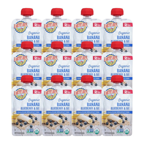 Earth's Best Organic Baby Food Pouches, Stage 2 Wholesome Breakfast Puree for Babies 6 Months and Older, 3.5 oz