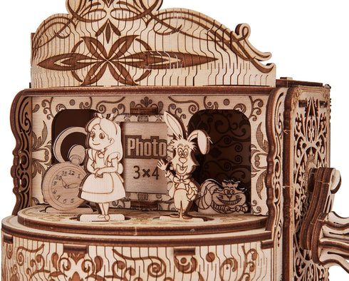 Wood Trick Happy Birthday Fairy Theater Wooden Music Box Kit - 3D Puzzle with Fairy Characters - Hand Crank for Kids &