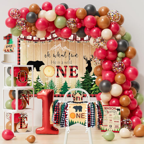YJDFWAUT Lumberjack First Birthday Decorations, Lumberjack 1st Birthday Party Supplies, Buffalo Plaid Monthly