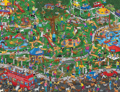Springbok The Dog Park 500 Piece Jigsaw Puzzle - Cartoon Illustration of Dog Park by Steven Skelton