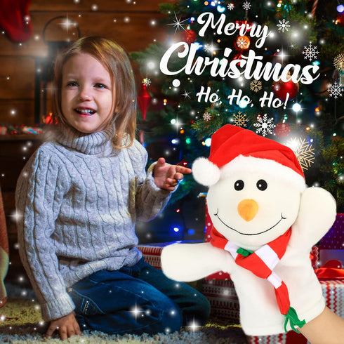 Hopearl Plush Christmas Snowman Hand Puppet, Interactive Storytelling Toy for Kids, 17''