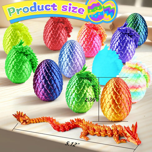 12PCS 3D Set Impossmaker Dragon Eggs with Dragon Inside, Easter Basket Stuffers Mini Easter Egg Articulated Unique