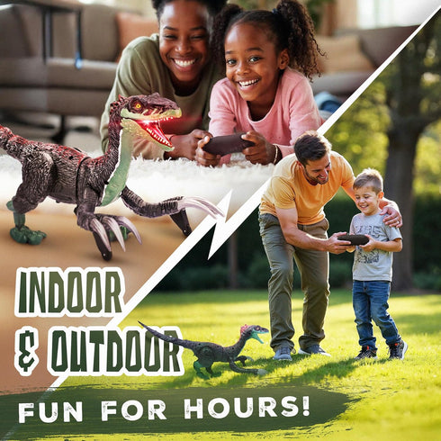 Toy Feast 3-5 5-7 8-12 Remote Control Dinosaur Toy for Kids - RC Dinosaur - Walking Velociraptor Toy with Mist Spray