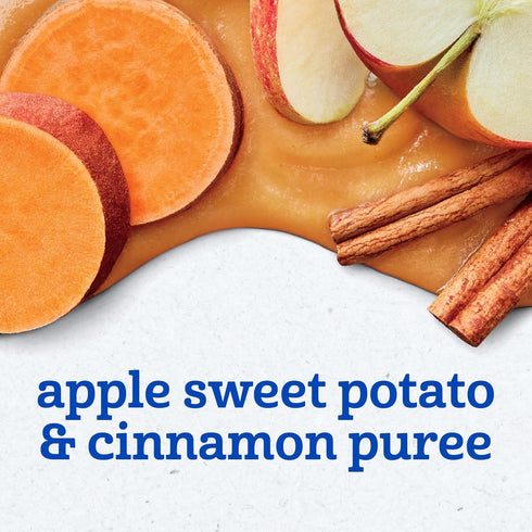 2 2 12-Pack Gerber Stage Baby Food, Apple Sweet Potato Cinnamon Puree Pouch, Servings of Fruit & Veggie, No Added