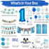 1st Package PartyHooman Boy Birthday Decors: With Photo Banner, Backdrop, Crown, High Chair Banner & Supplies