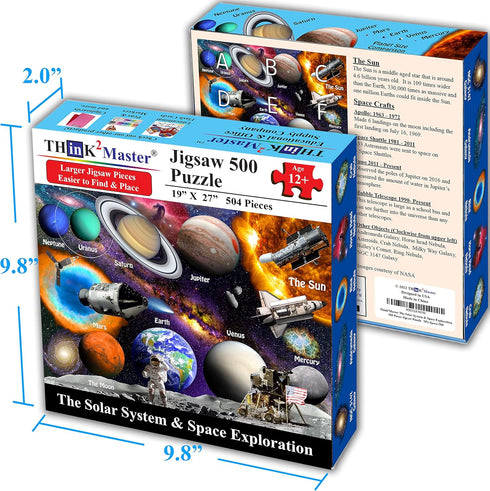 Think2Master Solar System & Space Exploration: 500 Pieces Large Format Jigsaw Puzzle for Kids 12+