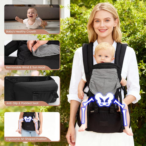 6-in-1 Baby Carrier Newborn to Toddler,Hip Seat,Adjustable Detachable Infanti Carrier,for All Seasons