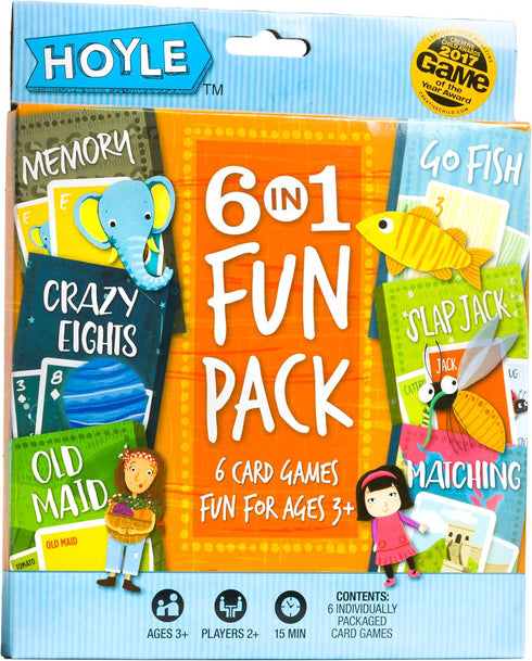 Hoyle 6 in 1 Kids Playing Cards Multi Game Pack, 6 Fun Games for Ages 3+