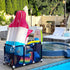 Pool Noodles Holder, Mesh Rolling Storage Organizer Bin for Toys, Balls, and Floats, Kids Height, Large (Blue/White