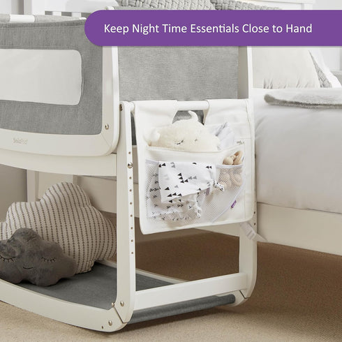 Hanging Diaper Caddy, Crib Organizer with Multiple Pockets for Bottles, Wipes, Portable Changing Pack, White