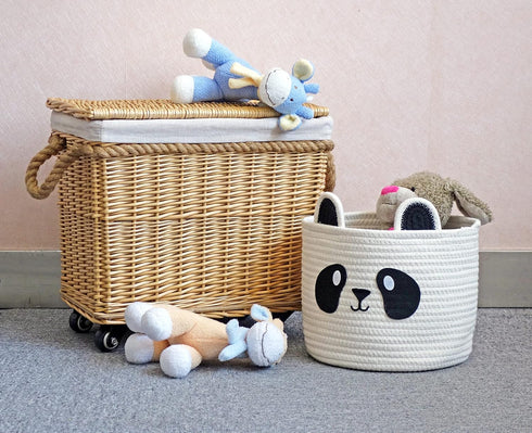 T&T Homewares Small Cute Panda Bear Basket for Kids Room Decor, Baby Shower, Baby Laundry Organizer