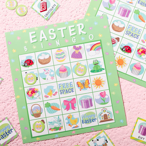 JOYIN 28 Players Easter Bingo Cards (5x5) for Easter Party Games, Kids School Classroom Gift