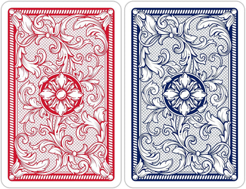 Copag Legacy Design Playing Cards - 100% Plastic, Bridge Size (Narrow) Regular Index Red/Blue