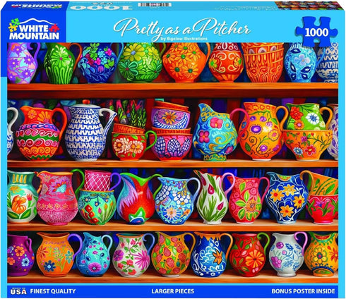 1000 24"x30" White Mountain Piece Jigsaw Puzzle Colorful Vase Collage Puzzles with Large Pieces Gift for Adults
