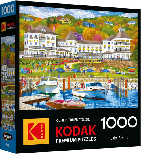 1000 26.625 19.25 Inches RoseArt - Kodak Premium - Piece Jigsaw Puzzle for Adults Lakeside Resort Peaceful Waterfront